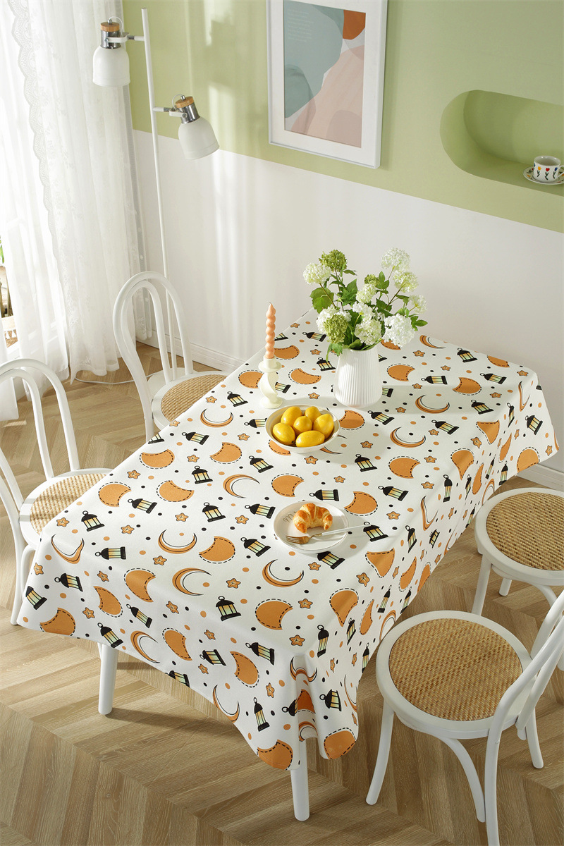 Tovaglia da tè impermeabile in poliestere con stampa di stelle e luna musulmane mediorientali, spedizione transfrontaliera, dropshipping_voghion.com