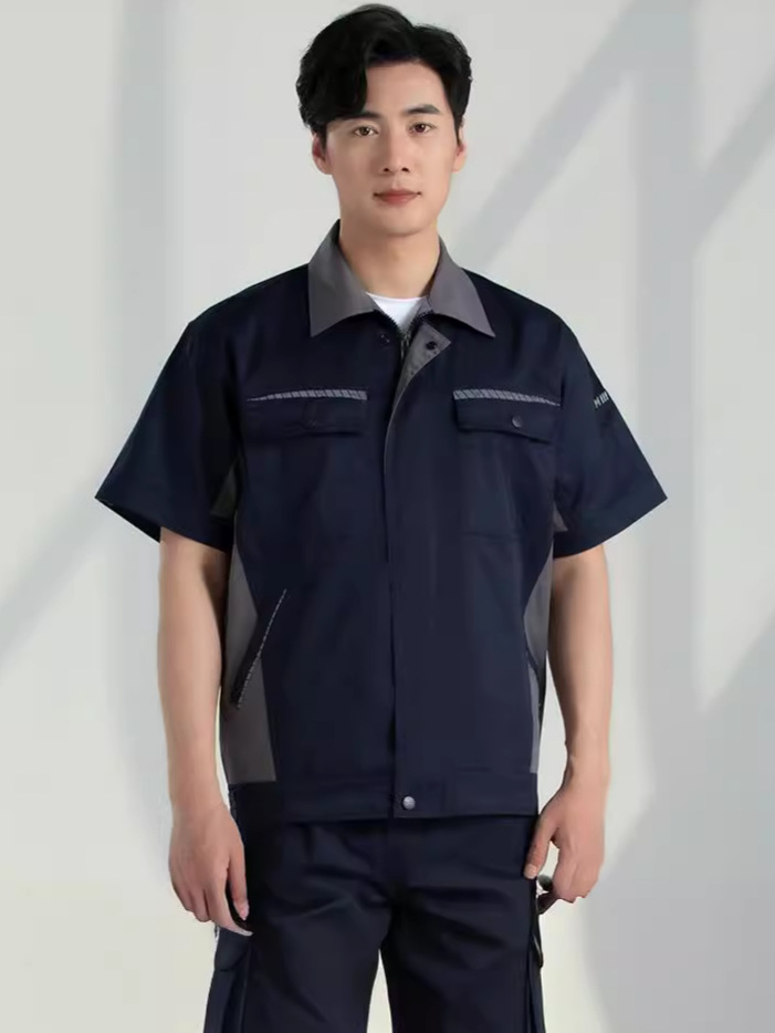 Trajes de trabajo de mangas cortas para hombres desgaste sitio de construcción de reparación de automóviles ropa mecánica y eléctrica fábrica de ropa de seguro laboral personalizada