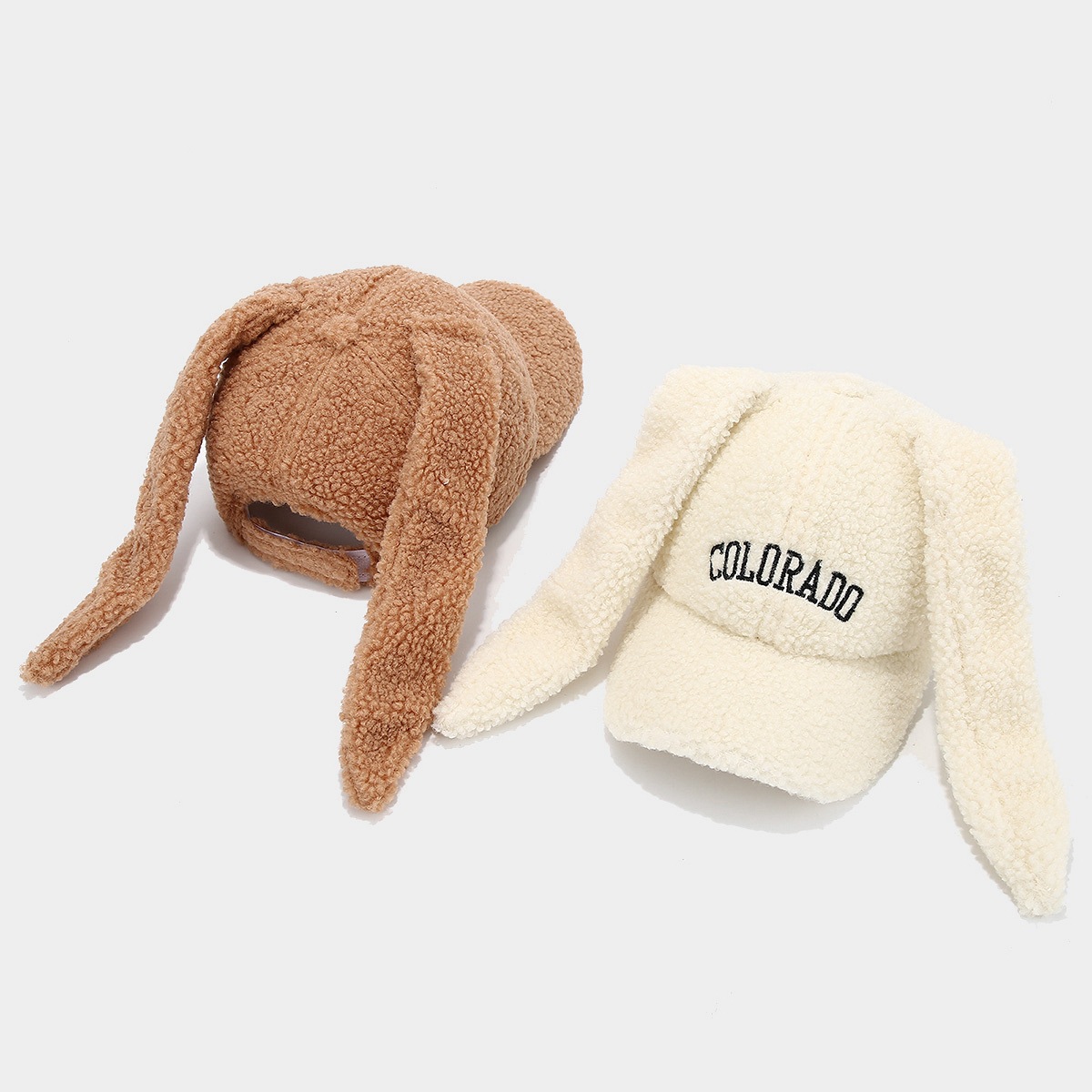 Líderes de moda de moda bordadas letras de peluche gorra de béisbol de peluche orejas de conejo adorables gorra de invierno