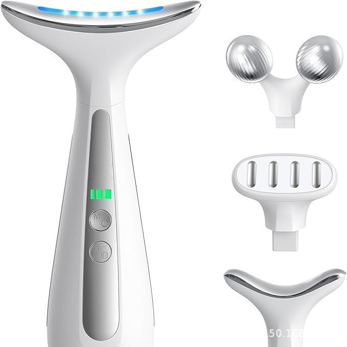 Home Portable Massage Nasolabial Folds Vibrating Colored Light Neck Beauty Instrument Facial Skin Rejuvenation Introduction Essence Massage Beauty Instrument