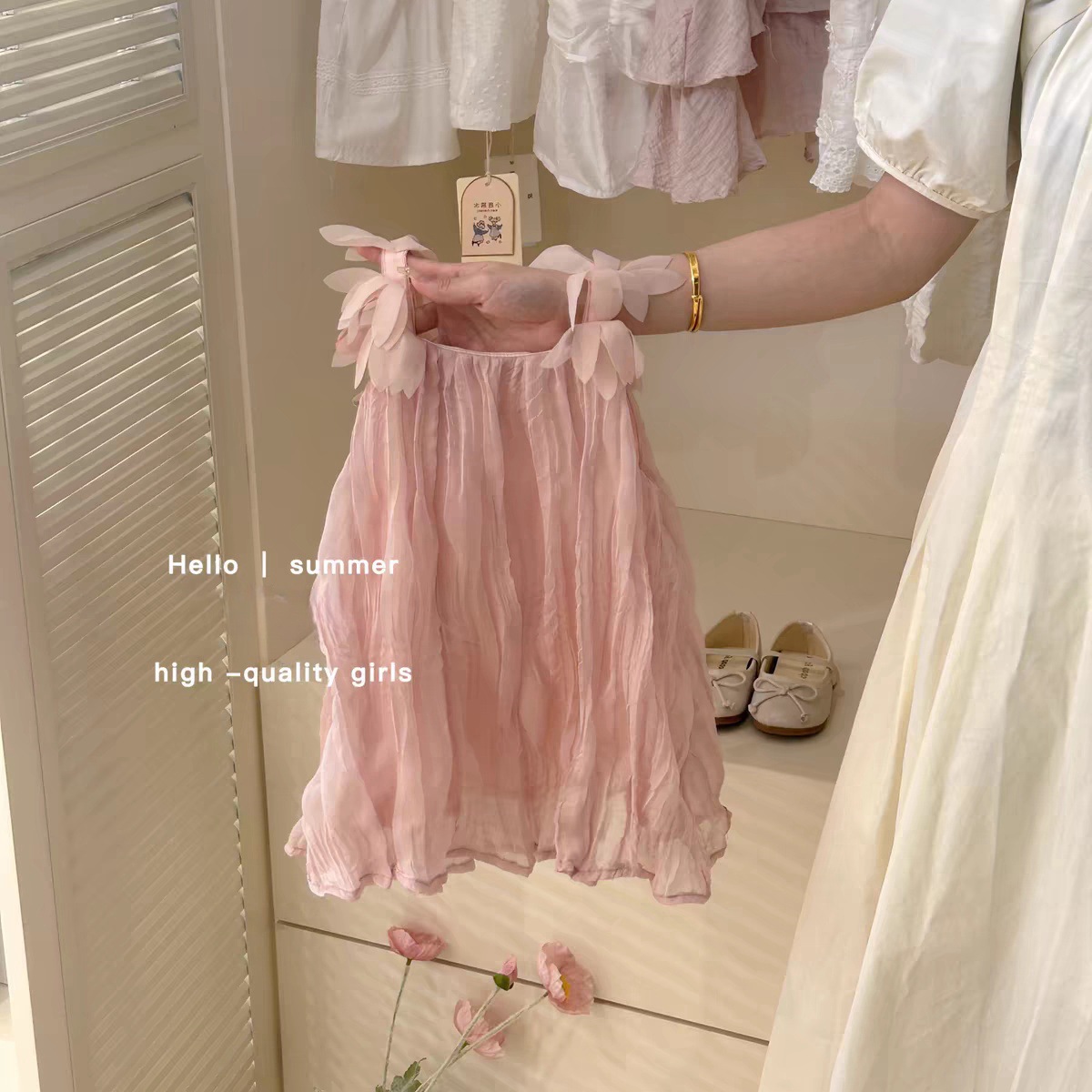 Vestido de ropa para niños Xianning Seven, vestido de hadas rosa para niñas, vestido de princesa dulce para bebés de verano, falda de tirantes sin mangas