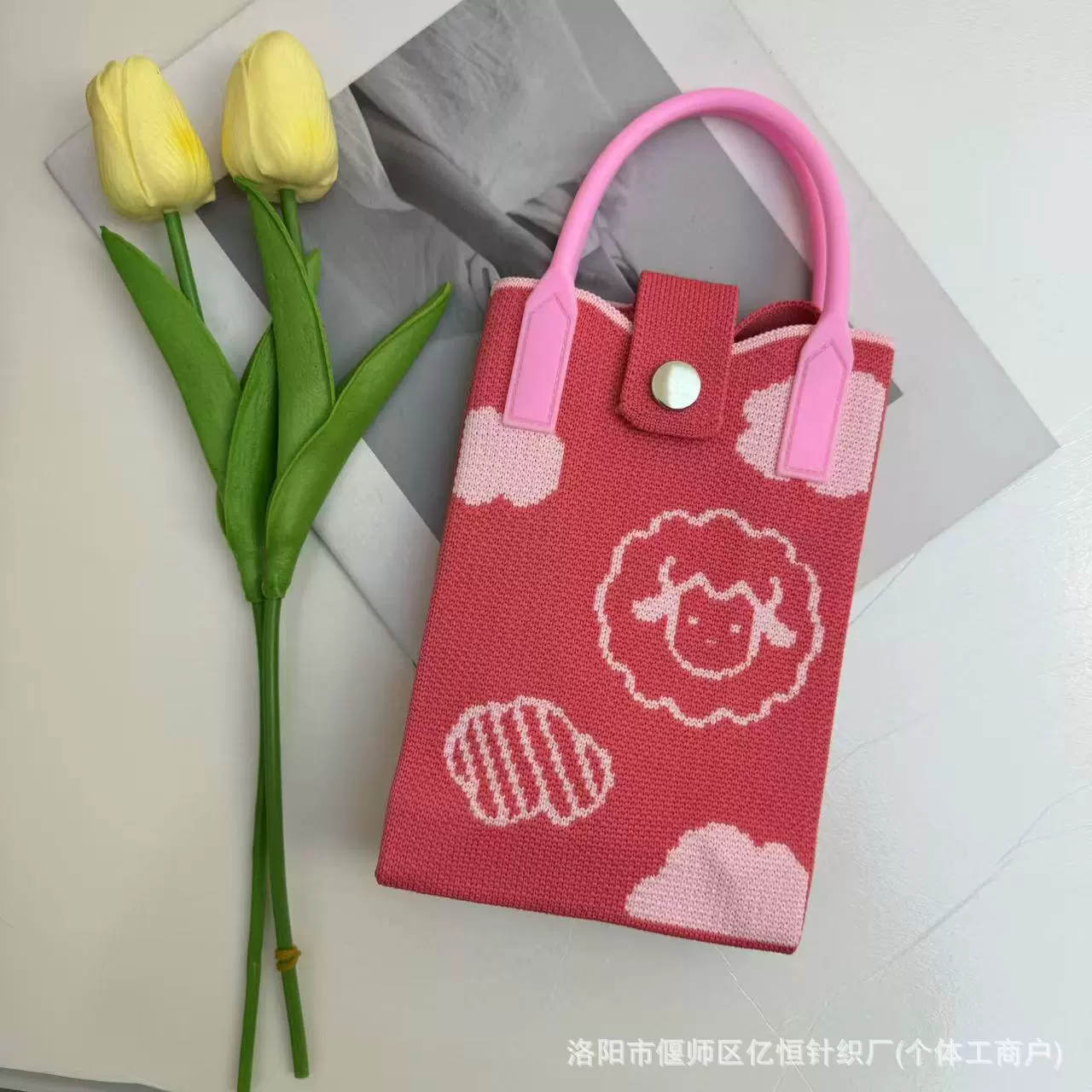 One-shoulder bag, wallet, knitted cute universal cartoon shoulder bag, Korean style
