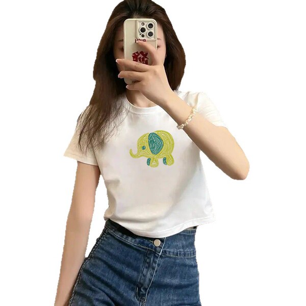 Cotton summer fashionable white short fitted short sleeve T-shirt…