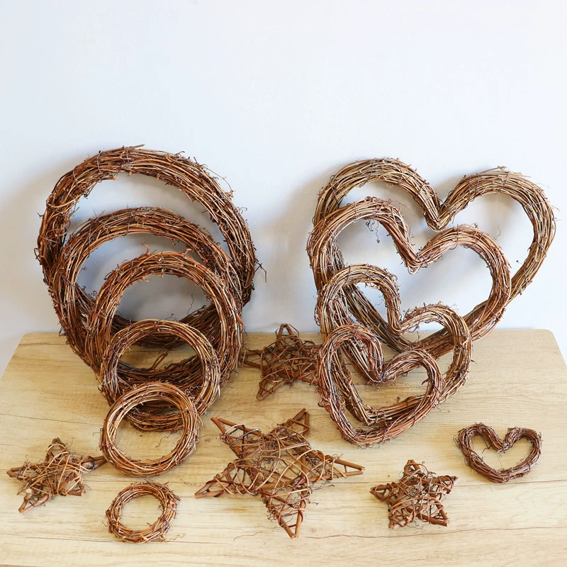 Кольцо из ротанга кольцо из ротанга цветочный магазин DIY дверь ручной работы висит цветочная гирлянда Американская страна рождественские украшения голое кольцо сушеный цветок