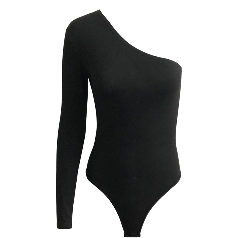 Comercio exterior al por mayor transfronterizo chicas calientes sexy ropa de mujer 2024 otoño nuevo estilo europeo y americano mono ajustado de manga larga de un solo hombro mujeres