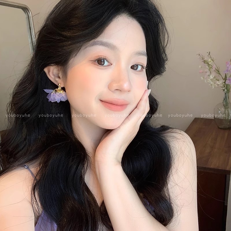 温柔风花朵锆石流苏耳环女轻奢高级感独特设计精致耳钉夸张耳饰品|undefined