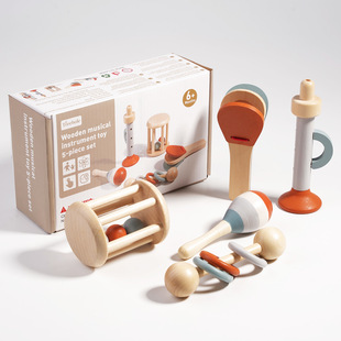 New Wooden Toy Orff Cage Bell Baby's Hand-held Bell Rattle Musical Instrument Infant Early Education Comfort Bed Bell