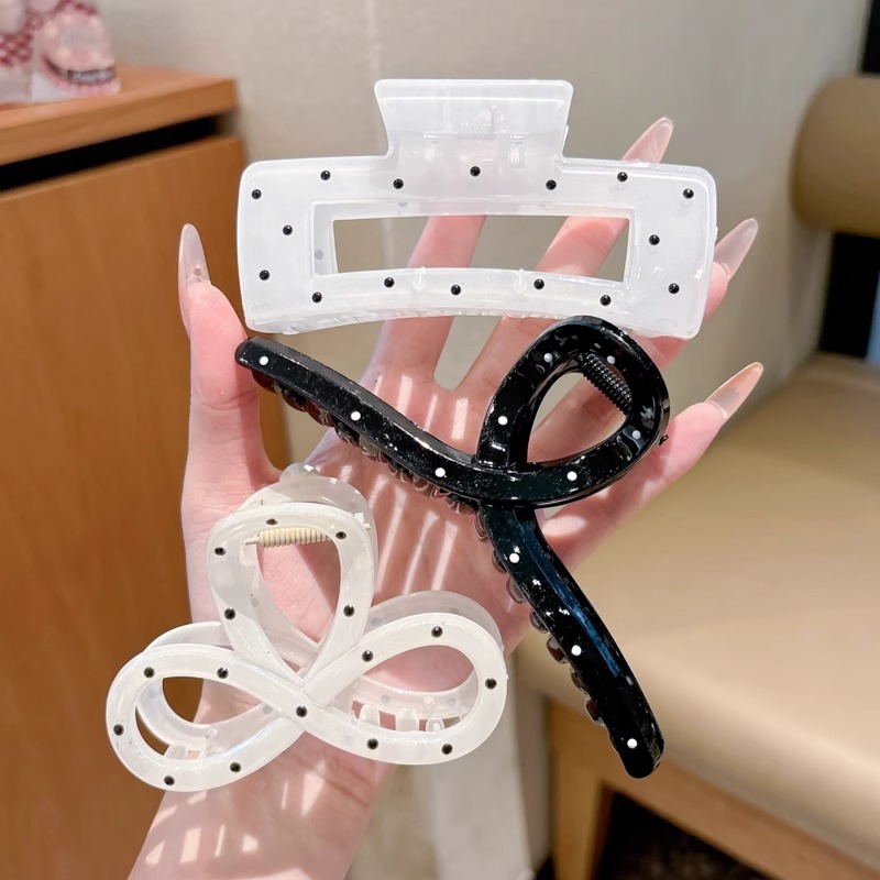 Clips de cabello de ondas negras y blancas para niños coreanos clips de agarre simple para niñas en la parte posterior de la cabeza clip de tiburón para mujeres 2024 nuevo