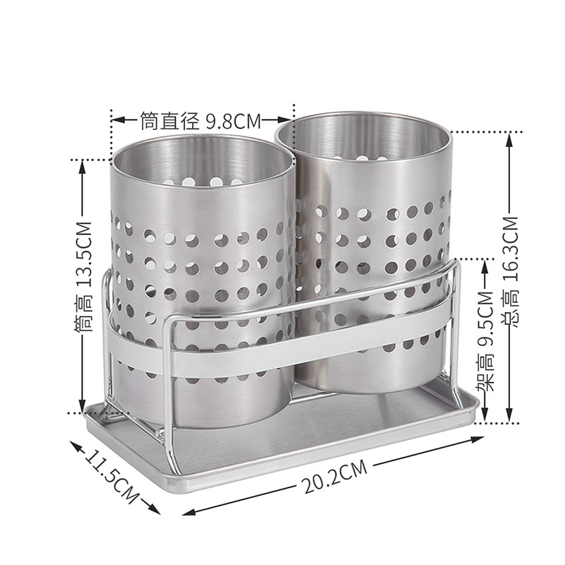 Ou runzhe cesta de vajilla de doble tubo de acero inoxidable con estante bandeja de agua drenaje cocina palillos jaula cuchillo, tenedor y cuchara tubo de almacenamiento