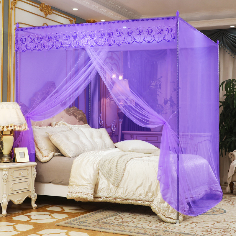 2021新款单开落地宫廷三开门不锈钢落地蚊帐家用1.8m1.2m1.5m床|ms