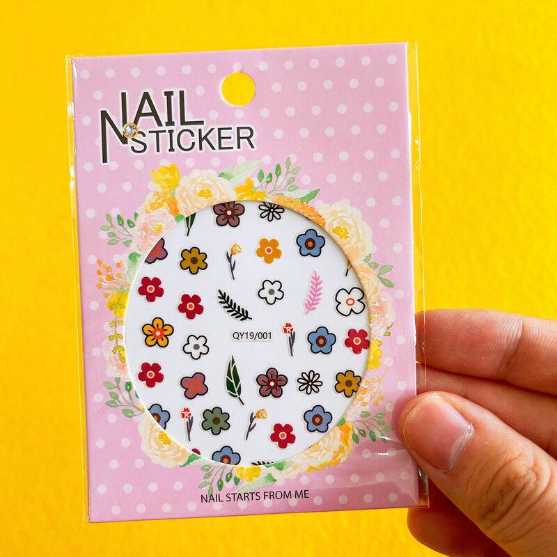 Second ins Style Korean Bear Cartoon Cute Nail Stickers Avocado Flower Branch Nail Art Stickers Wholesale