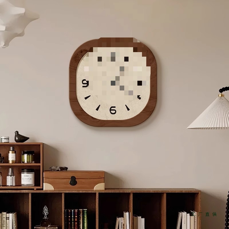 法式中古风餐厅钟表装饰画创意时钟挂钟简约复古高级感客厅壁挂画