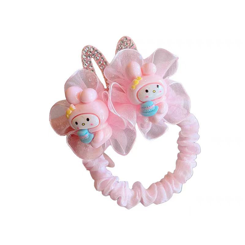 Niños super inmortal corona flor del intestino delgado correa de goma toque de cabeza rosa para niñas bebé cuerdas de cabeza de cola de caballo