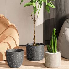 树脂塑料仿石头花盆北欧简约大号客厅阳台高档加厚室外家用