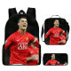 Cross-border Ronaldo Football Star Backpack Three-piece Set Kidsren's Schoolbag Primary School Students Backpack Lunch Bag Pencil Bag