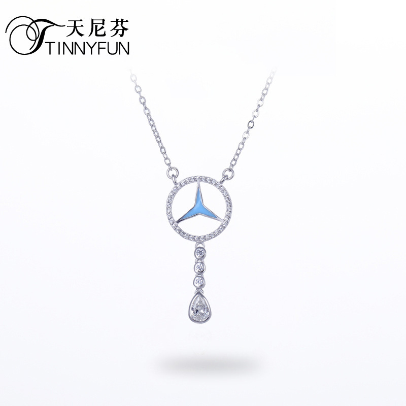 Transfronterizo nuevo s925 plata con diamantes de zircón personalidad creativa collar de lágrimas clavícula joyería de moda coreana
