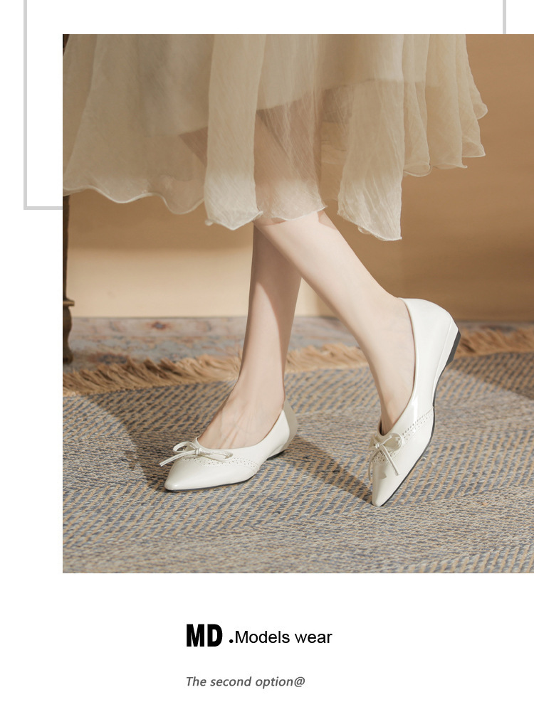 Giày cao gót nữ mũi nhọn gót wedge kiểu Pháp, gót thấp đa năng, miệng giày nông — màu đen chi tiết 12