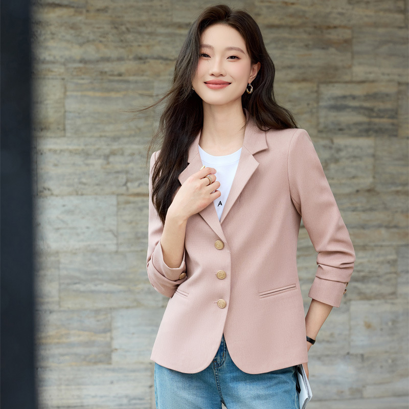 2025 Autumn New High-End Style Petite Casual Women's Slim Fit Black Blazer Jacket
