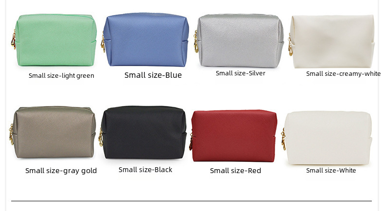 Cross-border Dopamine PU Leather Makeup Storage Octagonal Small Square Bag Simple Solid Color Gift Cosmetic Bag