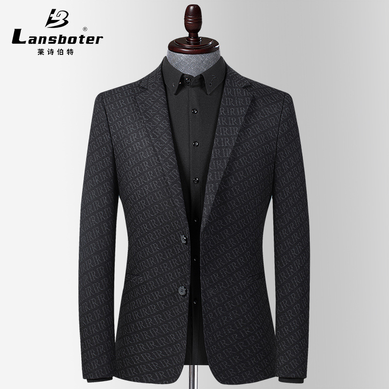 Men's Suit Autum Jacquard Stretch No-Iron Suit Men's Korean Style Slim Suit Trendyy Casual Suit Top