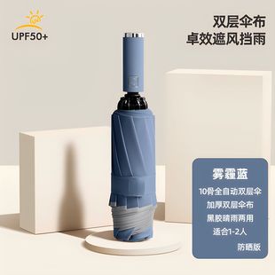 New 10-bone double dragon bone black rubber automatic car reverse umbrella edging reflective business wind-resistant umbrella printable logo