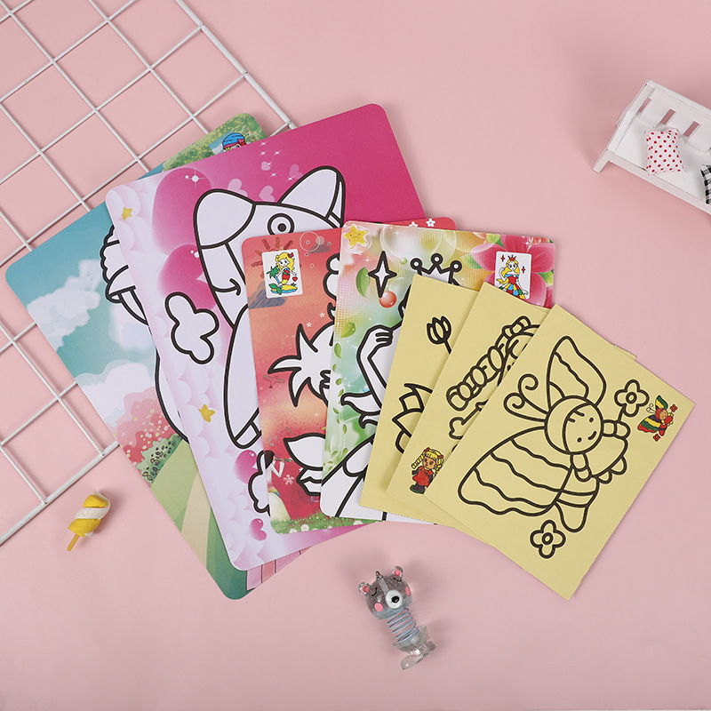 Children's DIY Sand Art Kit Kindergarten Elementary School Handmade Color Sand Set Creative Handmade Painting Scratch Art