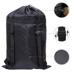 Backpack Polyester Laundry Bag Drawstring Pocket Portable Large Capacity Travel Dirty Clothes Storage Bag Suitable for Students