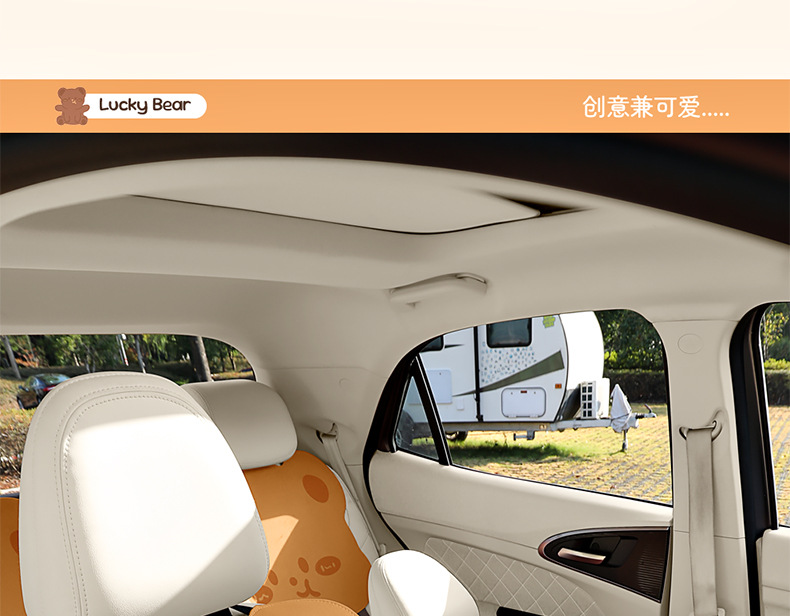 Suitable for Lexus cars, the suede seat covers feature a three-dimensional cartoon bear design, cute, comfortable, and breathable