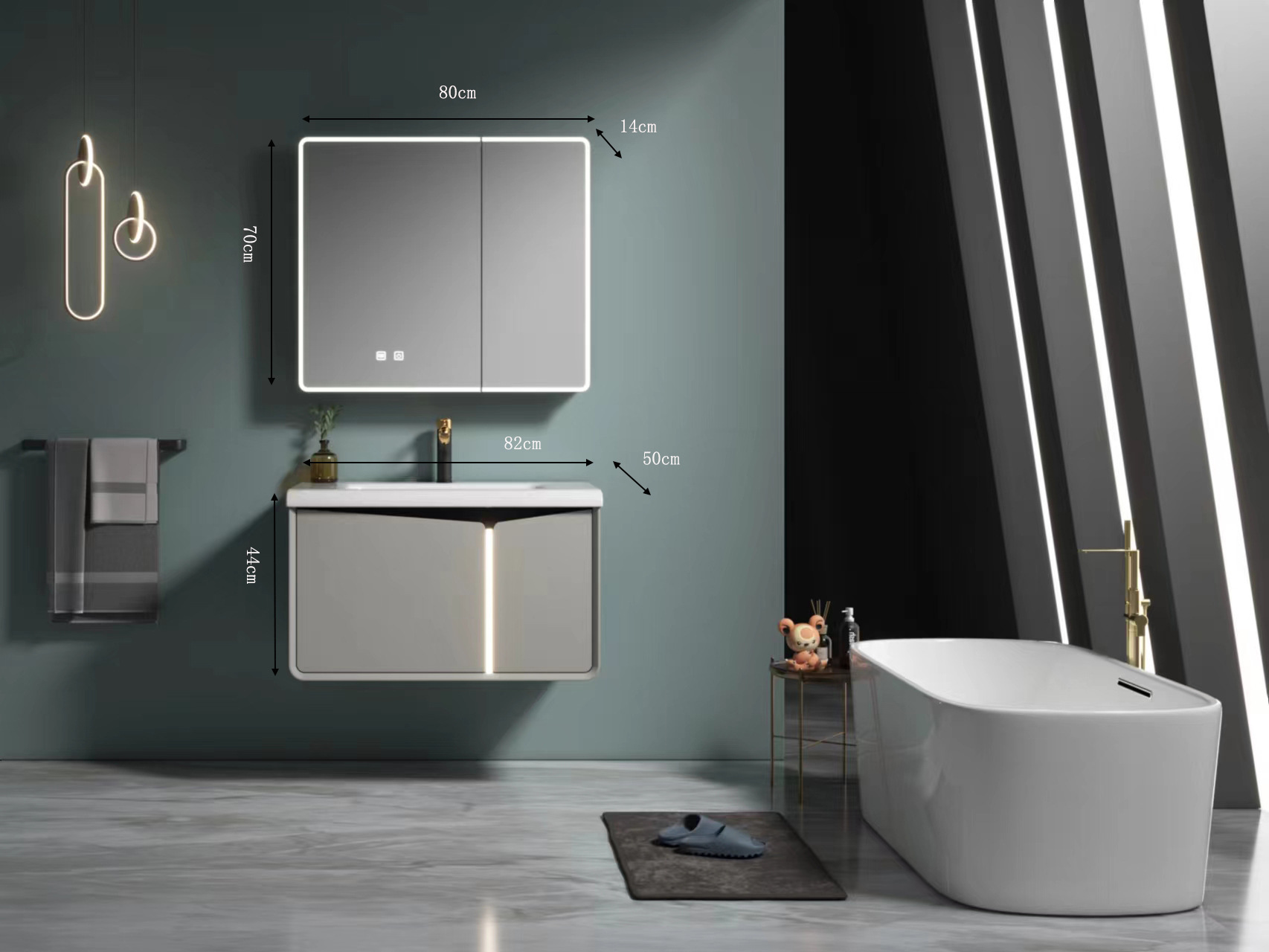 Cielo estrellado gris moderno simple cosmético espejo gabinete de baño directo de fábrica Baño de cerámica integrado lavabo