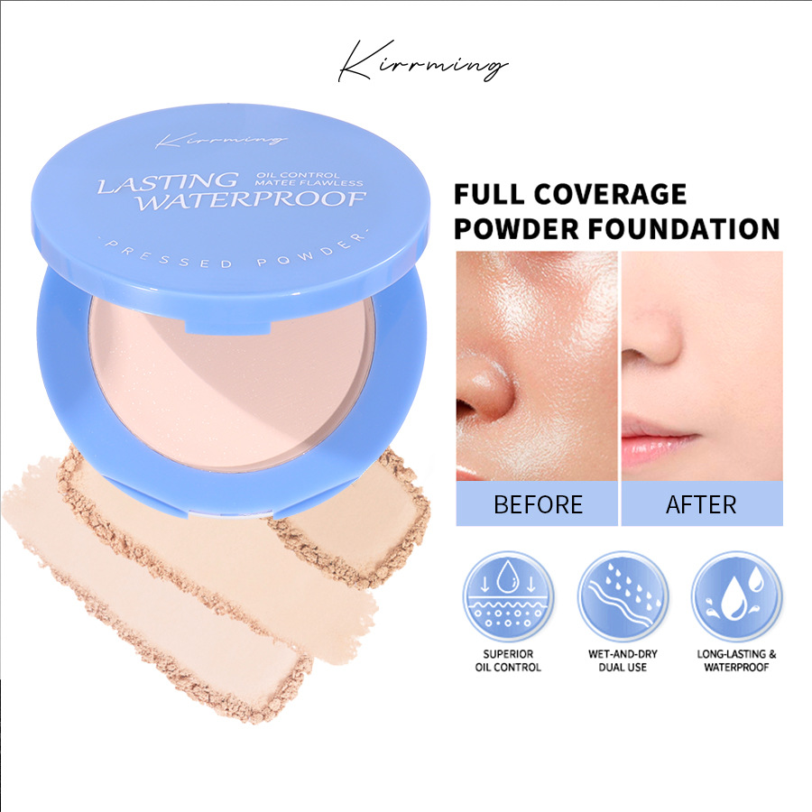 Transfronterizo exclusivo KIRRMING polvo mate duradero control de aceite impermeable antiperspirante no es fácil de quitar el maquillaje polvo de maquillaje