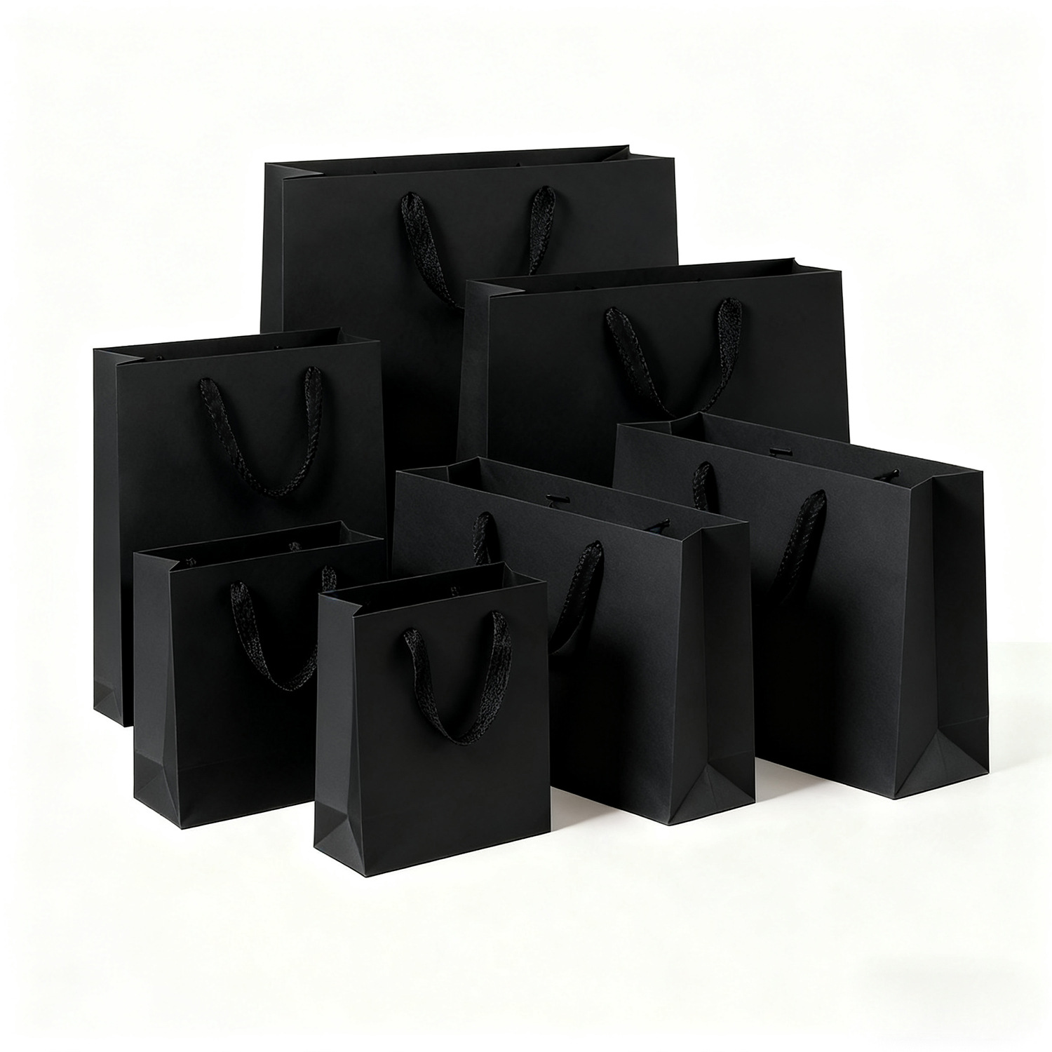 现货加厚黑卡纸袋黑色礼品袋服装店手提袋茶叶包装袋广告纸袋定制