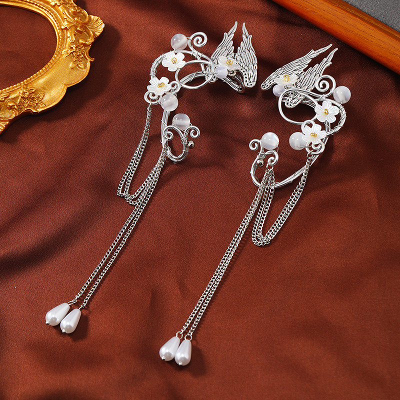 Foreign Trade Hot-Selling Non-Pierced Ear Hooks Angel Wings Handmade Ear Clips European and American Popular Cross-Border Earrings Tassel Earrings for Women
