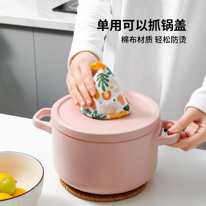 냄비 덮개 손잡이 단열재 장갑 그릇 클립 캐서롤 냄비 귀여운 귀 소매 안티 스케일링 캡 스튜 냄비 고온 주방 가구