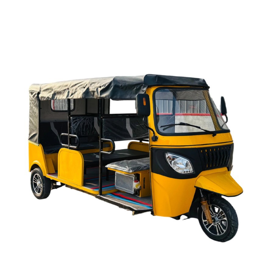 motocicleta transfronteriza de tres ruedas de gasolina de cuatro filas de doce asientos tuktuk tuk tuk