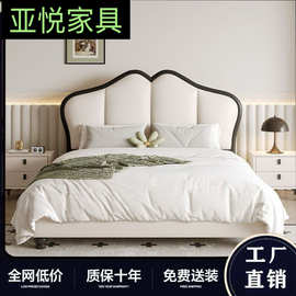 法式奶油风女孩公主床1.5米现代简约主卧双人床1.8米主卧储物婚床