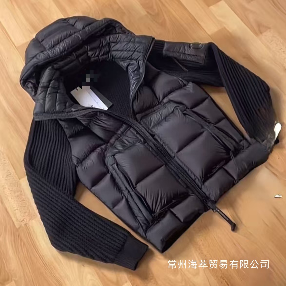 2025 Cross-Border Winter C Knit P Spliced Wool down Jacket Men's Trendy Brand Hooded White Duck down Thickened Wholesale