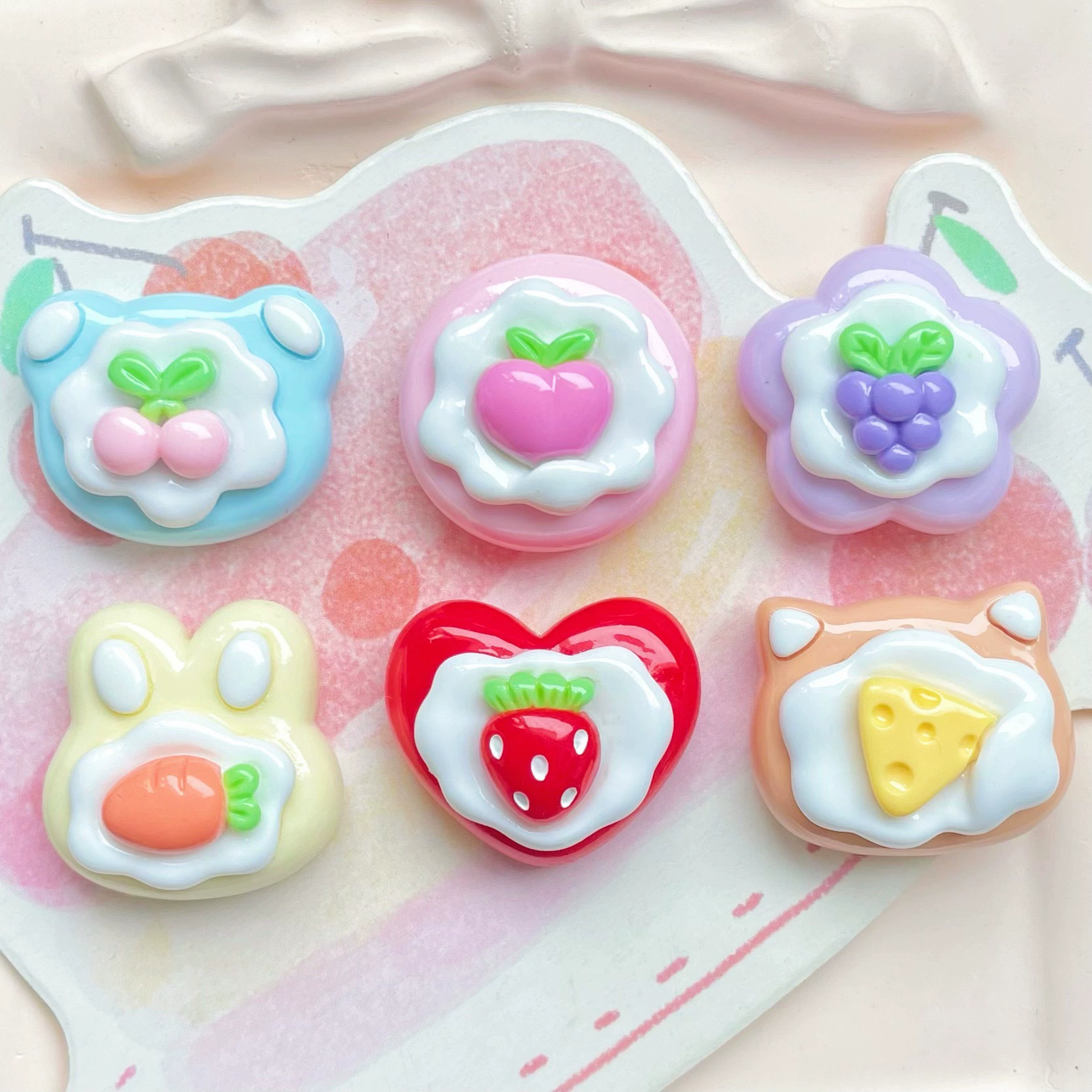 Cream children's phone case handmade, hair accessory