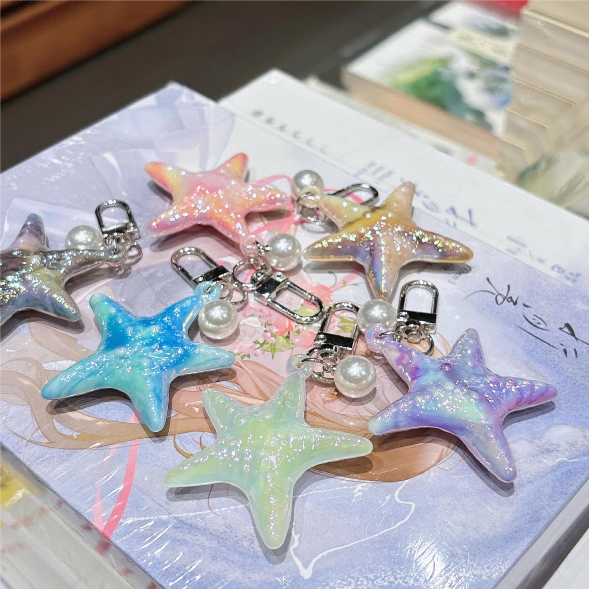 27g Weight Bag Pendant, Keychain Classification 1 Piece Quantity Holiday, Daily Occasion Acrylic Material Starfish Pattern Unisex Gender Marine Style Style 1 Piece Marine Style Starfish Acrylic Unisex Bag Pendant Keychain 3