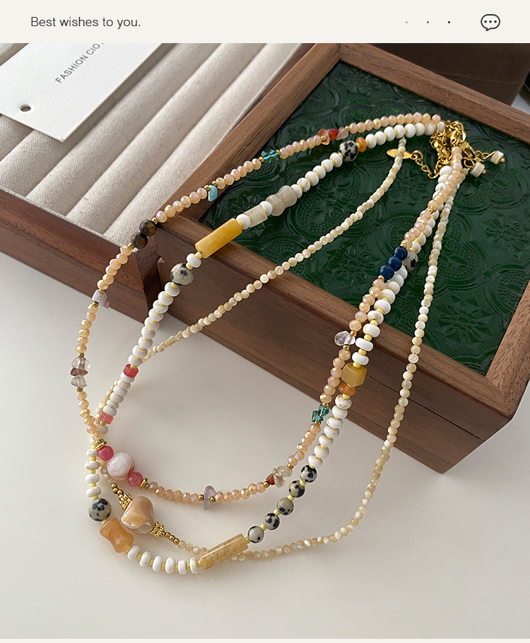 Wholesale Jewelry Vintage Style Ethnic Style Irregular Geometric Round Alloy Natural Stone 18K Gold Plated Beaded Plating Necklace display picture 4