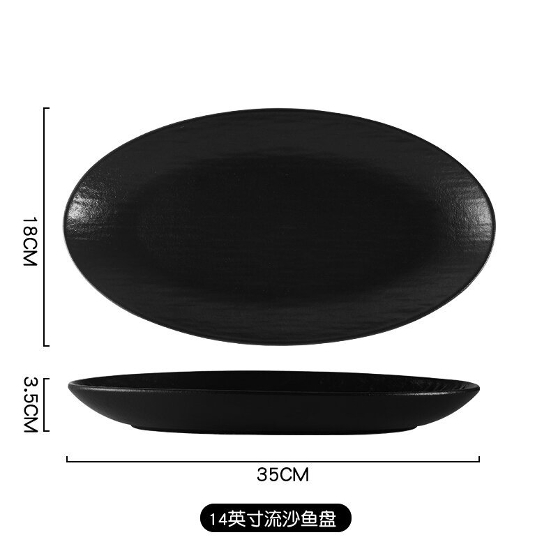 14inch 유사 생선 접시 매트 블랙