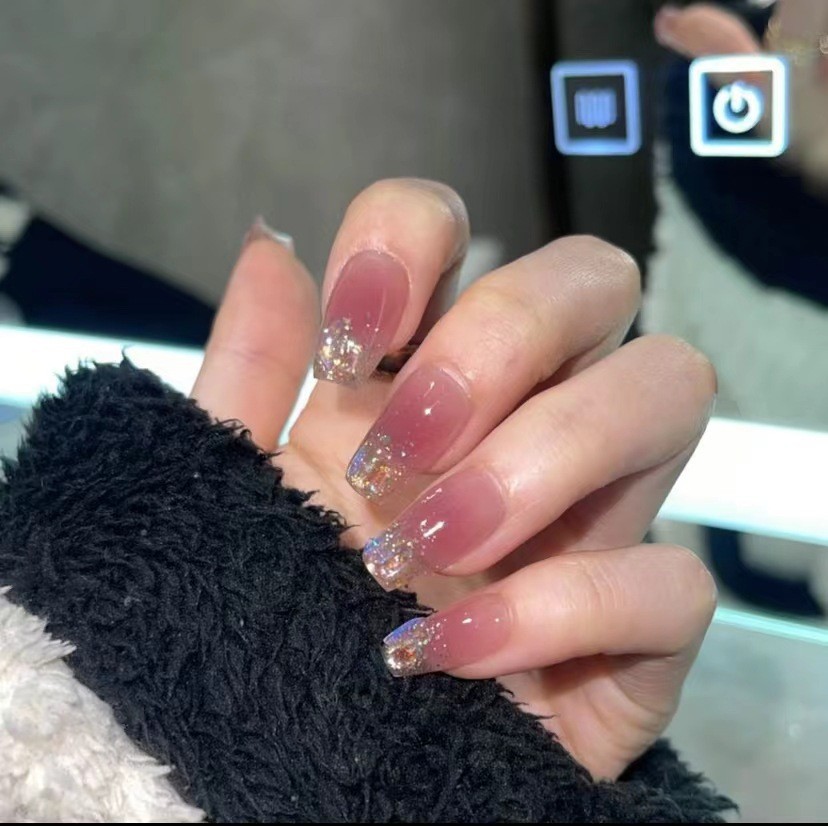 Moon fall Star River Wear nail pure handmade spray gun blush white hot sale phototherapy short nail sticker finished product wholesale