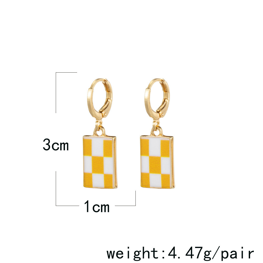 1 Pair Casual Simple Style Lattice Enamel Alloy Drop Earrings display picture 1