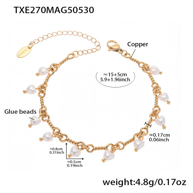 Xinyixinxin ヨーロッパとアメリカのジュエリー手作りビーズビーズタッセルブレスレットネックレスセット環境に優しい銅素材メッキ 18k ゴールド|undefined