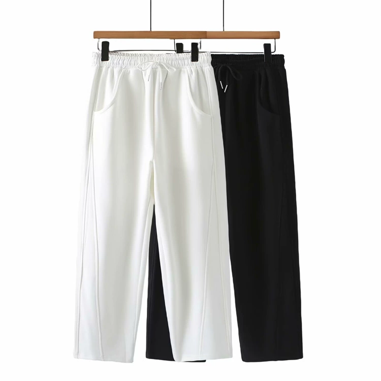 Очень большие повседневные брюки больших размеров с круглой девушкой, весенние эластичные спортивные штаны на шнуровке с высокой талией для похудения, прямые спортивные штаны 2610