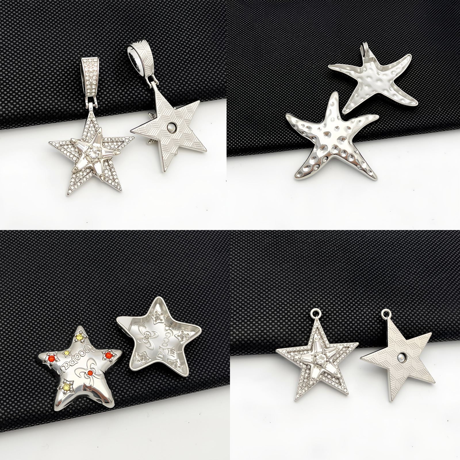 跨境爆款DIY合金海星吊坠五角星挂件欧美ins风项链钥匙扣服装配件