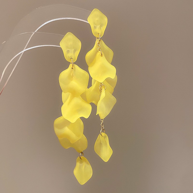 Pendientes de borla de flores de tela de aguja de plata Pendientes de estilo de vacaciones junto al mar