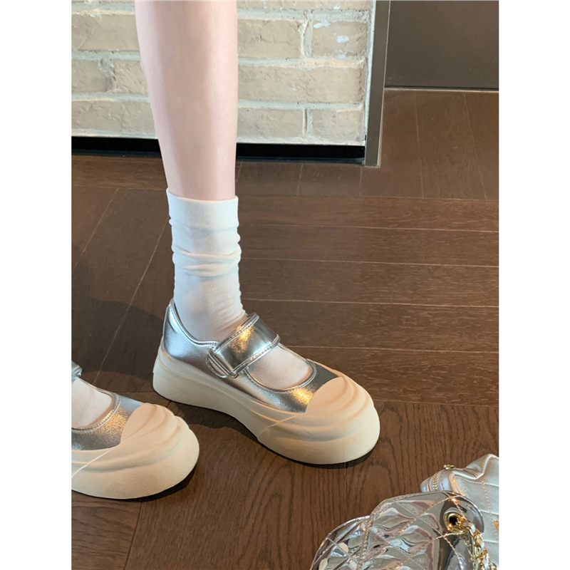 Cowhide Version ~ Ruth's Same Style Genuine Leather Big-Toe Flats for Women, Thick-Soled Platform Mary Jane White Shoes, Comfortable Style