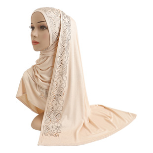 Cotton mercerized cotton bronzing color glass diamond scarf hat Malay gauze scarf women's bag headscarf H202
