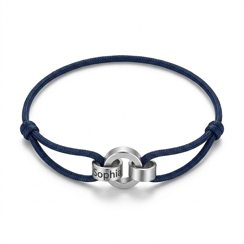 Minimalist Ins-Style Pod Custom Stainless Steel Ring Engraved Bracelet, Adjustable Handmade Woven Bracelet for Men and Women
