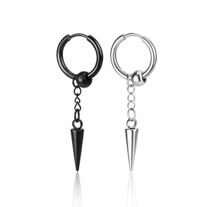 Electroplated Pointed Cone Earrings Rock Design Earrings Stainless Steel Personalized Men's Niche Unisex Ear Clips Wholesale Ear Jewelry